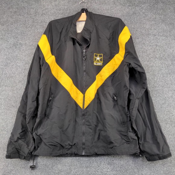 U.S. Army Mens Physical Fitness Jacket Black Gold Size L Embroidered Logo - Picture 2 of 12